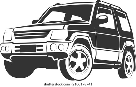 Modern suv logo. Extreme offroad car icon svg