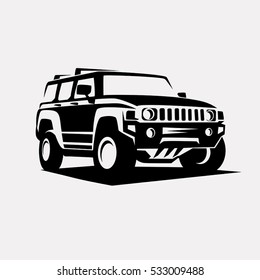 Modern Suv Logo Template, Offroader Car Stylized Vector Silhouette.