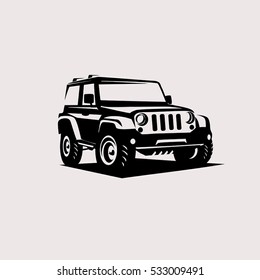 modern suv logo template, offroader car stylized vector silhouette.