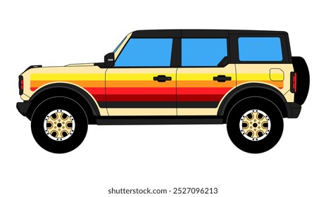 Modern SUV USA Sport Utility Vehicle Vector Outline Classic Icon Speed Off road