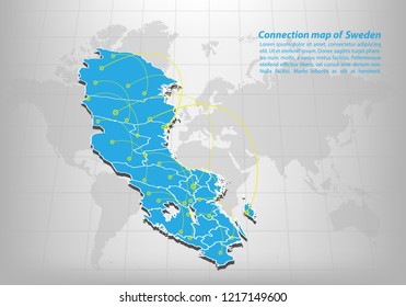 Modern of sweden Map connections network design, Best Internet Concept of sweden map business from concepts series, map point and line composition. Infographic map. Vector Illustration.