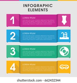 Modern swim infographic template. infographic design with swim icons includes swimsuit, swimming pool. can be used for presentation, diagram, annual report, web design.