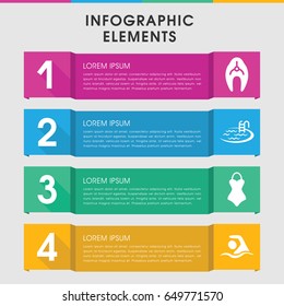 Modern swimming infographic template. infographic design with swimming icons includes fish, pool, swimming. can be used for presentation, diagram, annual report, web design.