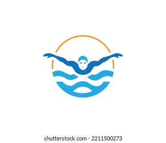 El Logotipo Moderno De Natación Diseña Una Plantilla De Concepto Creativo Vector Moderno.
