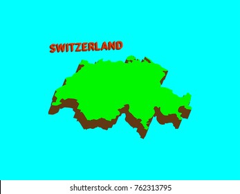 Modern Switzerland 3d Map on blue background.Vector illustration EPS 10