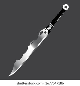 espada moderna aislada en el fondo , Diseño de arma antigua militar realista, espadas rectas europeas., ilustración vectorial, dagas y cuchillos dibujados, cera de ciencia ficción, vector de armas alienígenas