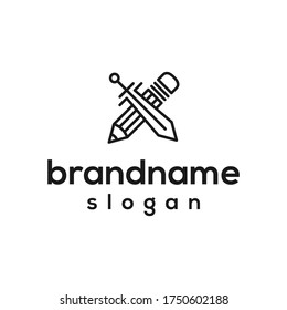 modern sword pen logo design vector