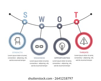 Modern SWOT analysis infographic template, minimalist design, vector eps10 illustration