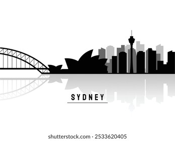 Modern Sydney City Skyline Silhouette Illustration