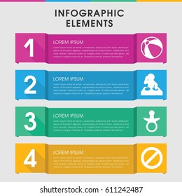 Modern symbol infographic template. infographic design with symbol icons includes pacifier, beach ball. can be used for presentation, diagram, annual report, web design. 