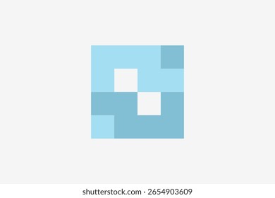 Logotipo moderno de tecnología cuadrada simétrica