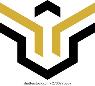 Emblema geométrico simétrico moderno con estilo minimalista y abstracto. Adecuado para tecnología, corporativo, arquitectura y marca creativa. Diseño de Vector limpio con forma equilibrada, ideal para el uso profesional de la marca y el logotipo.