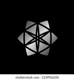 A modern symmetrical logo with a metallic flower theme that gives an elegant and luxurious feel, perfect for a big company logo