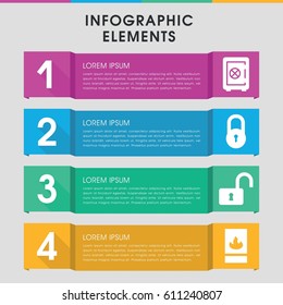 Modern system infographic template. infographic design with system icons includes lock, Safe, opened lock. can be used for presentation, diagram, annual report, web design. 