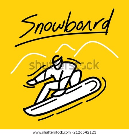 Modern sytle hand drawn snowboard player athlete design vector. Winter sport banner poster template.