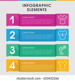 Modern t infographic template. infographic design with t icons includes shirt. can be used for presentation, diagram, annual report, web design.