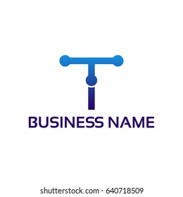 Modern T initial technology logo template designs