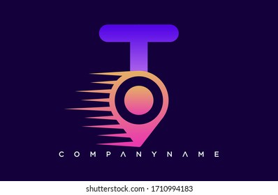 Modern T Letter Point Location logo. creative emblem for maps design. initial brand template.