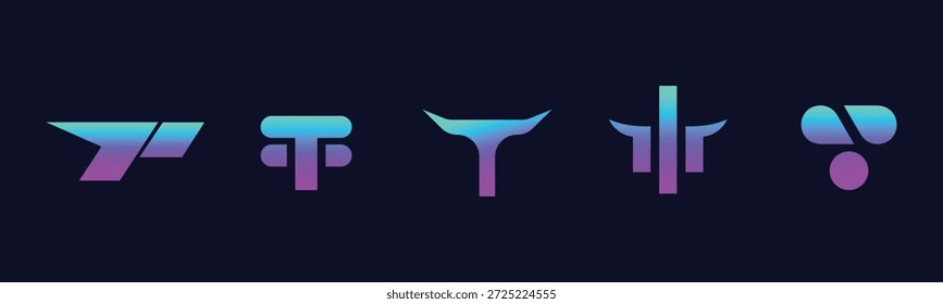 Conjunto de diseño de logotipo T moderno para negocios, Tecnología y Profesional Marca Identity