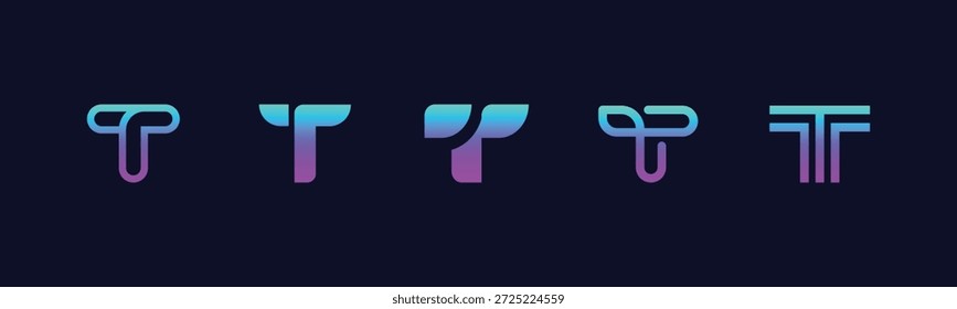 Conjunto de diseño de logotipo T moderno para negocios, Tecnología y Profesional Marca Identity