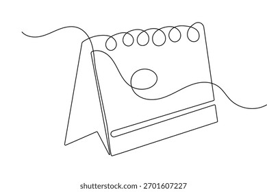 Modern table calendar one line drawing minimal outline isolated vector design