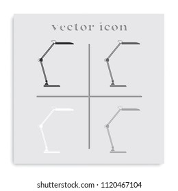 Modern table lamp flat black and white vector icon. Lighting illustration.