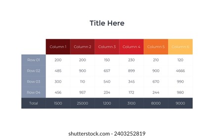 Modern table layout template with highlighted row. Flat design, easy to use for your website or presentation.