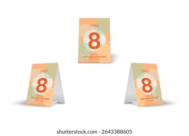 Modern Table Number 8 Tent Card Mockup for Restaurant or Cafe