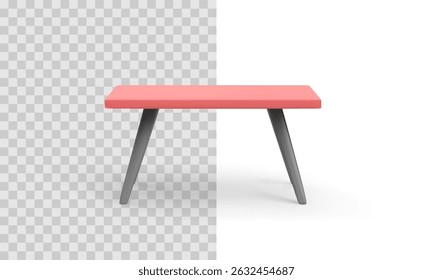 Modern Table Rendered in Minimal 3D Cartoon Style with Soft Matte Surface and Angled Legs, Centered Front View, Ideal for Furniture, Interior, or Workspace Visuals. Vector Illustration.