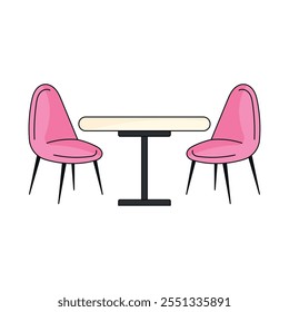 Modern table with two pink chairs, Vector