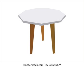 Modern table  used to place at living rooms,  made of wooden material, vector illustration, isolated on white background. Interior design template.  Isolated platform. Vector illustration.