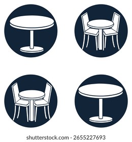 Mesas modernas con diseños de base únicos Siluetas Conjunto de mesas y sillas de café en diseño