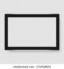 Comprimido moderno con pantalla en blanco. La maqueta de los comprimidos aislada en un fondo transparente. Ilustración vectorial realista.
