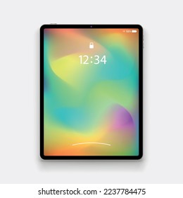 modern tablet with colorful background on white