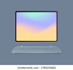 modern tablet computer with keyboard and colored screen realistic mockup gadgets and devices concept vector illustration
