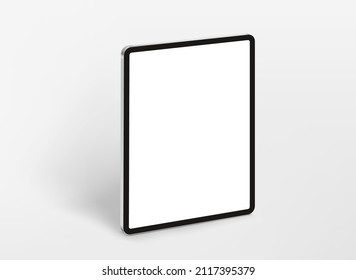 Modern tablet computer in perspective with blank screen. Realistic 3d vector illustration 