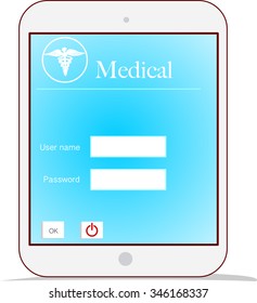 modern tablet computer and virtual interface as medical concept