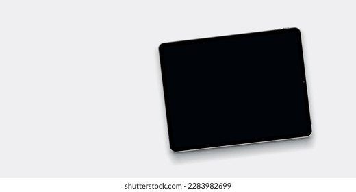 modern tablet with dark screen on white