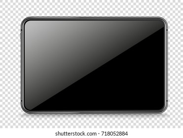 Modern tablet device vector mockup isolated on transparent. Place any content into the screen