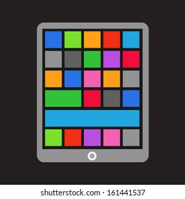 gadget de tablet moderno con plantilla de interfaz de mosaico de color abstracto