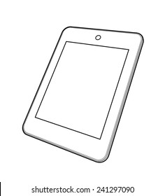 Modern tablet illustration isolated on white background.