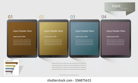 Modern tablet infographic options banner. Vector illustration. can be used for workflow layout, diagram, number options, web design.