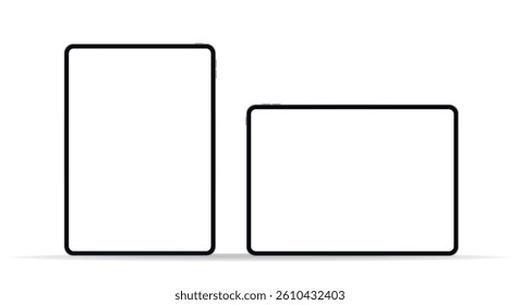 Modern tablet mockup front view, tablet mockup isolated on white background. For UI UX application and website presentation. Vector illustration