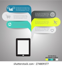  Modern Tablet Social Bubble Info Graphics Vector.