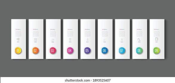 Modern Tag chart Vector infographic template for diagram presentation, chart, business concept with 7 or 9 elements options
