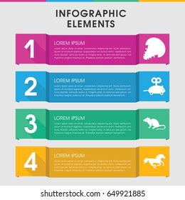 Modern tail infographic template. infographic design with tail icons includes mouse, horse, mouse toy. can be used for presentation, diagram, annual report, web design.