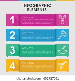 Modern tailor infographic template. infographic design with tailor icons includes barber scissors. can be used for presentation, diagram, annual report, web design.