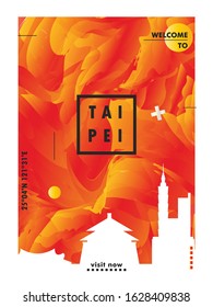 Modern Taiwan Taipei skyline abstract gradient poster art. Travel guide cover city vector illustration