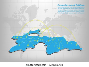 Modern of tajikistan Map connections network design, Best Internet Concept of tajikistan map business from concepts series, map point and line composition. Infographic map. Vector Illustration.