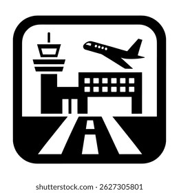 A Modern Take On Aviation, This Airport Terminal Vector Icon With A Plane Captures The Spirit Of Exploration And The Vibrant Pulse Of Air Travel.